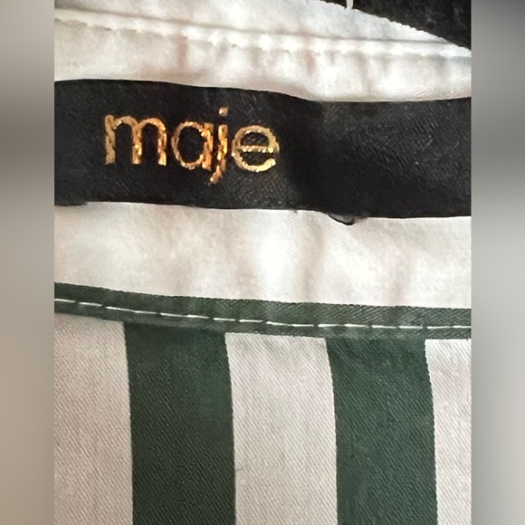 Maje Paris women striped Dress Greenwhite flared skirt formal coquette 32”waistM - Picture 7 of 16